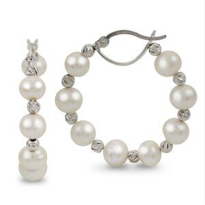 Imperial Cultured Freshwater Pearl Hoop Earrings NWT​​​